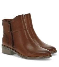 Baretraps Booties-Alona Block Heel Bootie Cognac