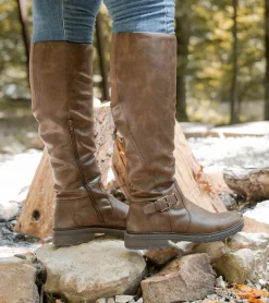 Baretraps Wide Calf Boots|Knee High Boots-Autumn Wide Calf Riding Boot Cognac