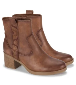 Baretraps Booties-Covina Block Heel Bootie BrushBrown