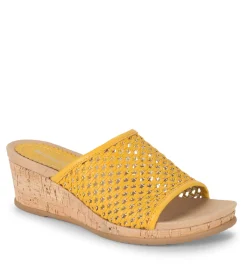 Baretraps Wedge Sandals|Slides & Slip On Sandals-Flossey Wedge Slide Sandal MellowYellow