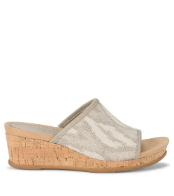 Baretraps Wedge Sandals|Slides & Slip On Sandals-Flossey Wedge Slide Sandal NaturalIkat