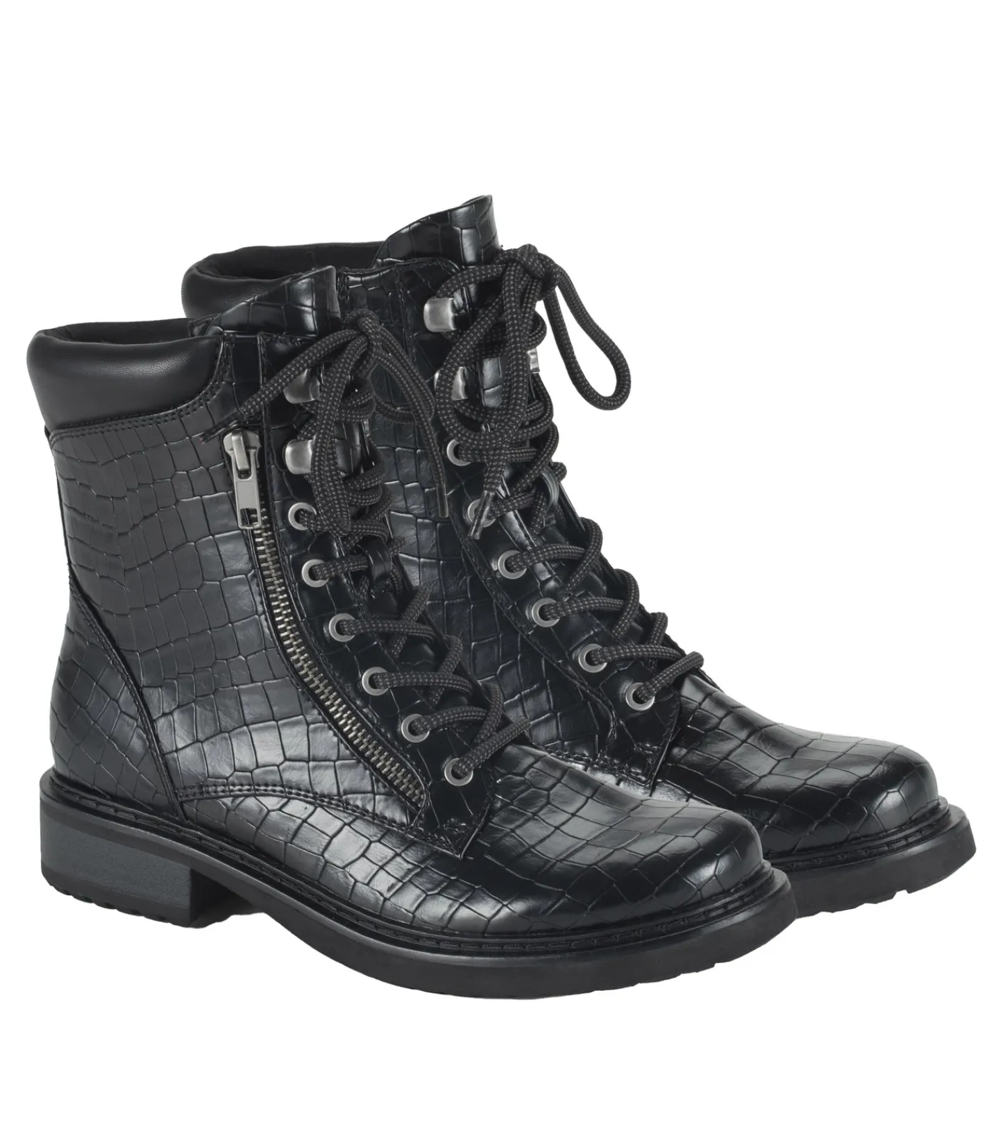 Baretraps Booties-Holden Lace Up Bootie BlackCroco