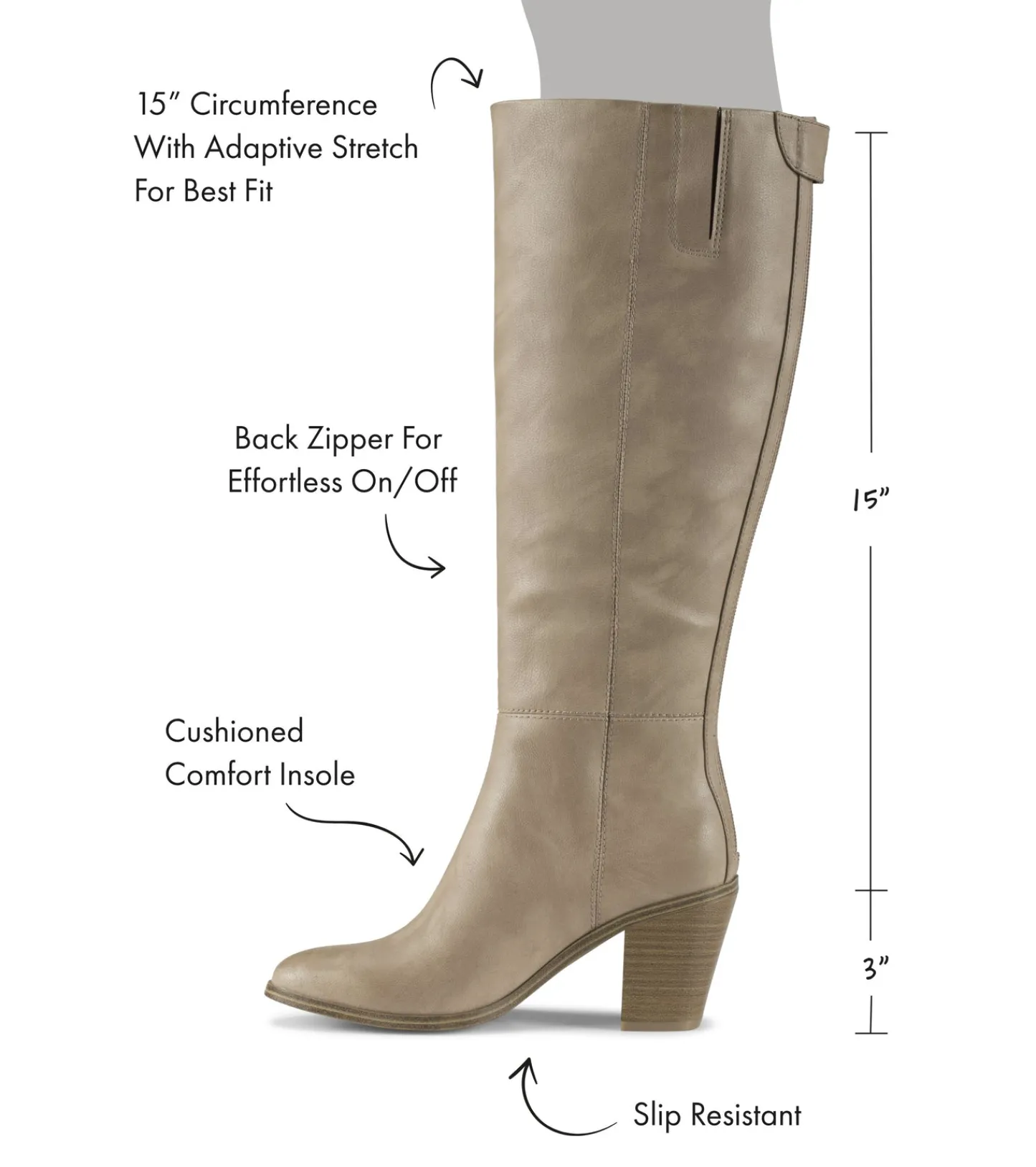 Baretraps Knee High Boots-Kiara Tall Boot LightMushroom