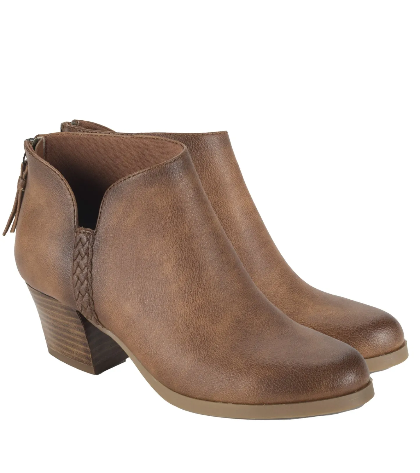 Baretraps Booties-Lauryn Block Heel Ankle Bootie Walnut