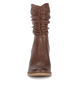 Baretraps Booties-Leslie Block Heel Slouch Boot BrushBrown