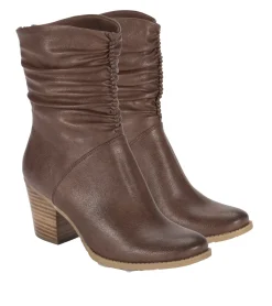 Baretraps Booties-Leslie Block Heel Slouch Boot BrushBrown