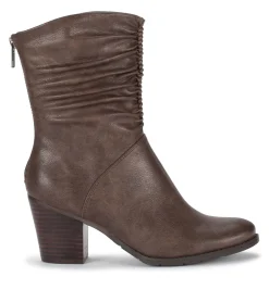 Baretraps Booties-Leslie Block Heel Slouch Boot DarkTaupe