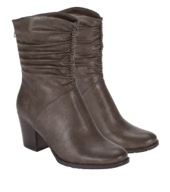 Baretraps Booties-Leslie Block Heel Slouch Boot DarkTaupe