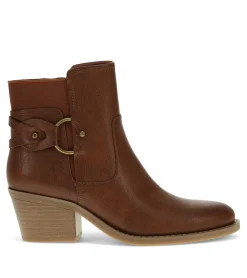 Baretraps Booties-Luella Block Heel Bootie Cognac