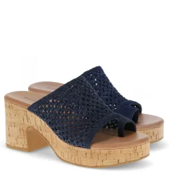 Baretraps Slides & Slip On Sandals-Michaela Block Heel Sandal DarkDenim
