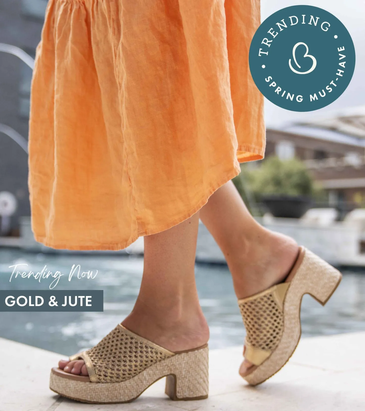 Baretraps Slides & Slip On Sandals-Michaela Block Heel Sandal OldGold