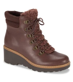 Baretraps Booties-Nasha Lace Up Wedge Bootie DarkBrown