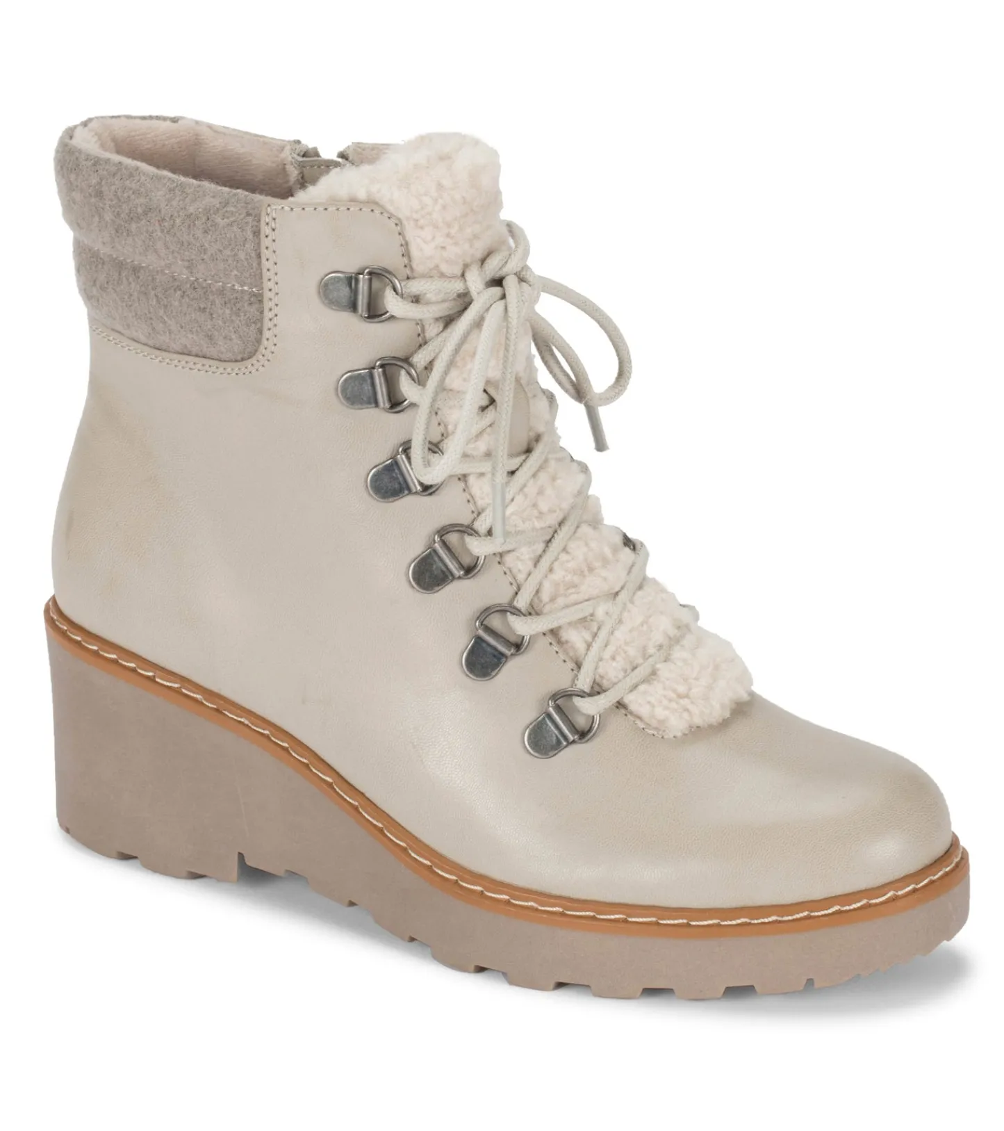 Baretraps Booties-Nasha Lace Up Wedge Bootie Taupe