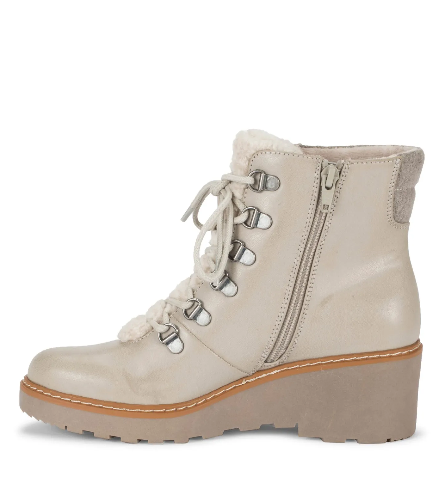 Baretraps Booties-Nasha Lace Up Wedge Bootie Taupe
