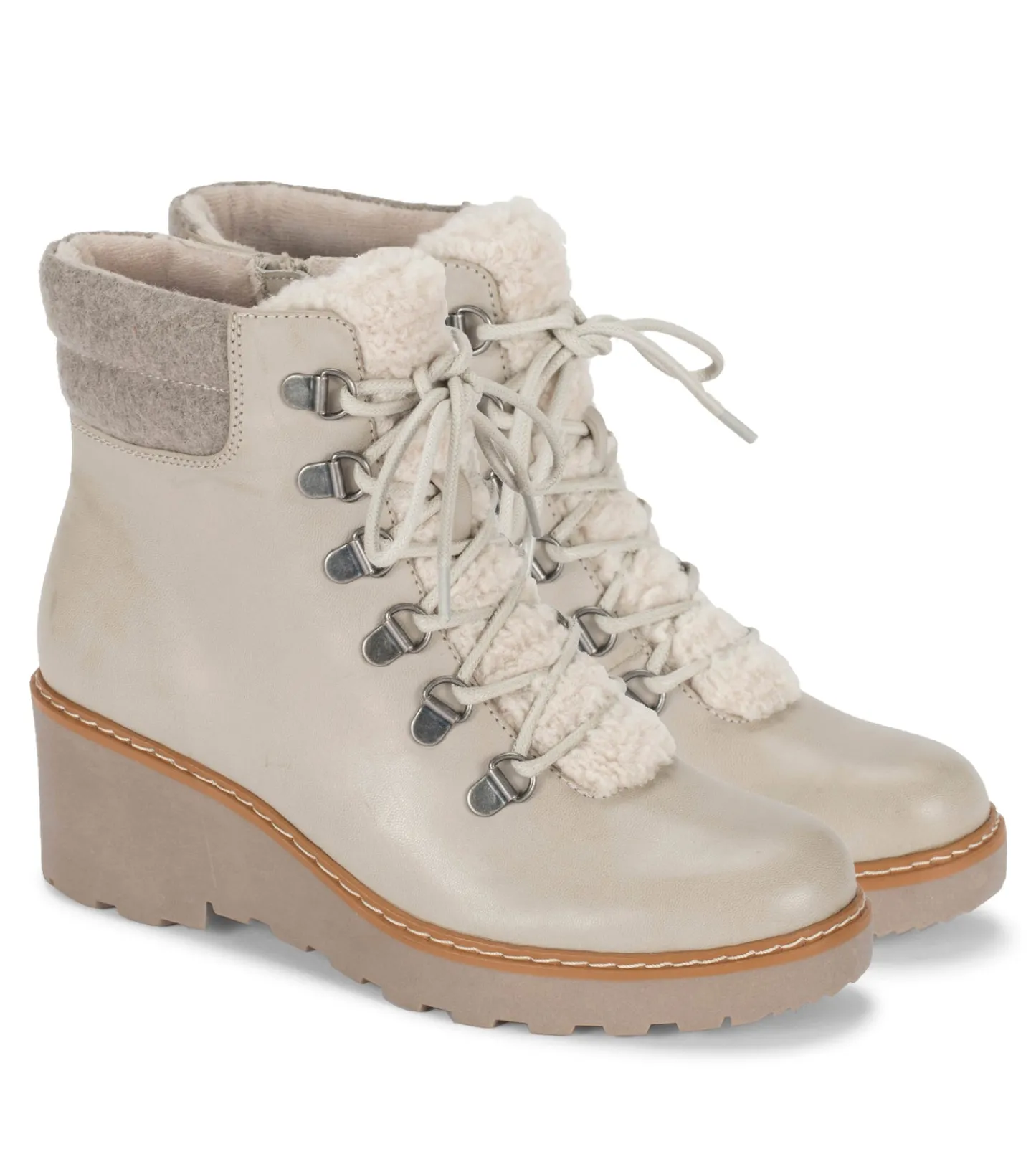 Baretraps Booties-Nasha Lace Up Wedge Bootie Taupe