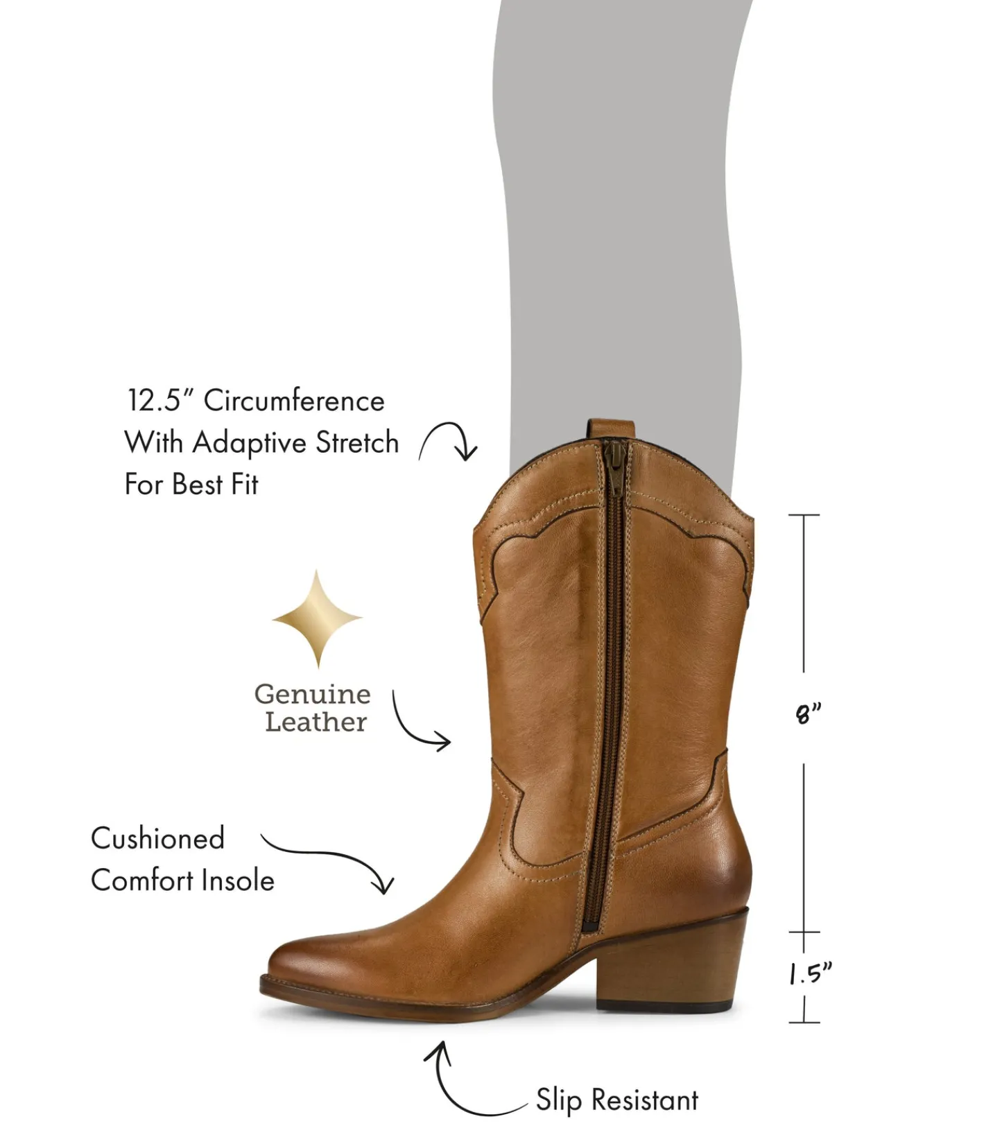 Baretraps Knee High Boots-Nita Western Boot CognacLeather