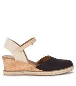 Baretraps Wedge Sandals-Ocean Closed Toe Wedge Sandal BlackCanvas