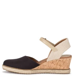 Baretraps Wedge Sandals-Ocean Closed Toe Wedge Sandal BlackCanvas