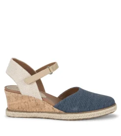 Baretraps Wedge Sandals-Ocean Closed Toe Wedge Sandal NavyBlueCanvas
