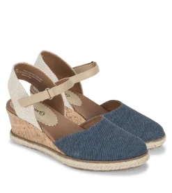 Baretraps Wedge Sandals-Ocean Closed Toe Wedge Sandal NavyBlueCanvas