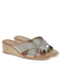 Baretraps Wedge Sandals|Slides & Slip On Sandals-Paige Wedge Sandal ChampagneCanvas