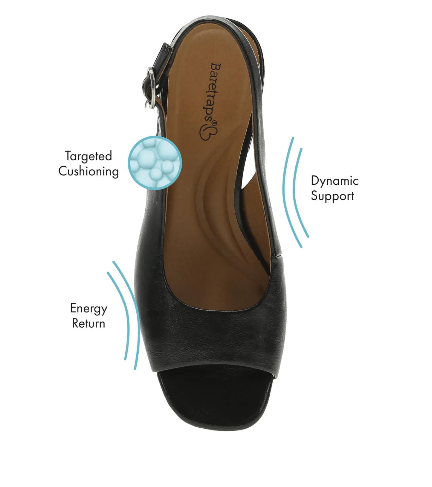 Baretraps Dress Shoes-Promise Peep Toe Slingback Pump Black