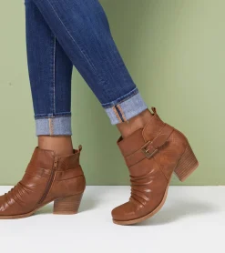 Baretraps Booties-Rebel Block Heel Bootie Cognac