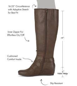 Baretraps Knee High Boots-Scarlett Tall Wedge Boot BrushBrown