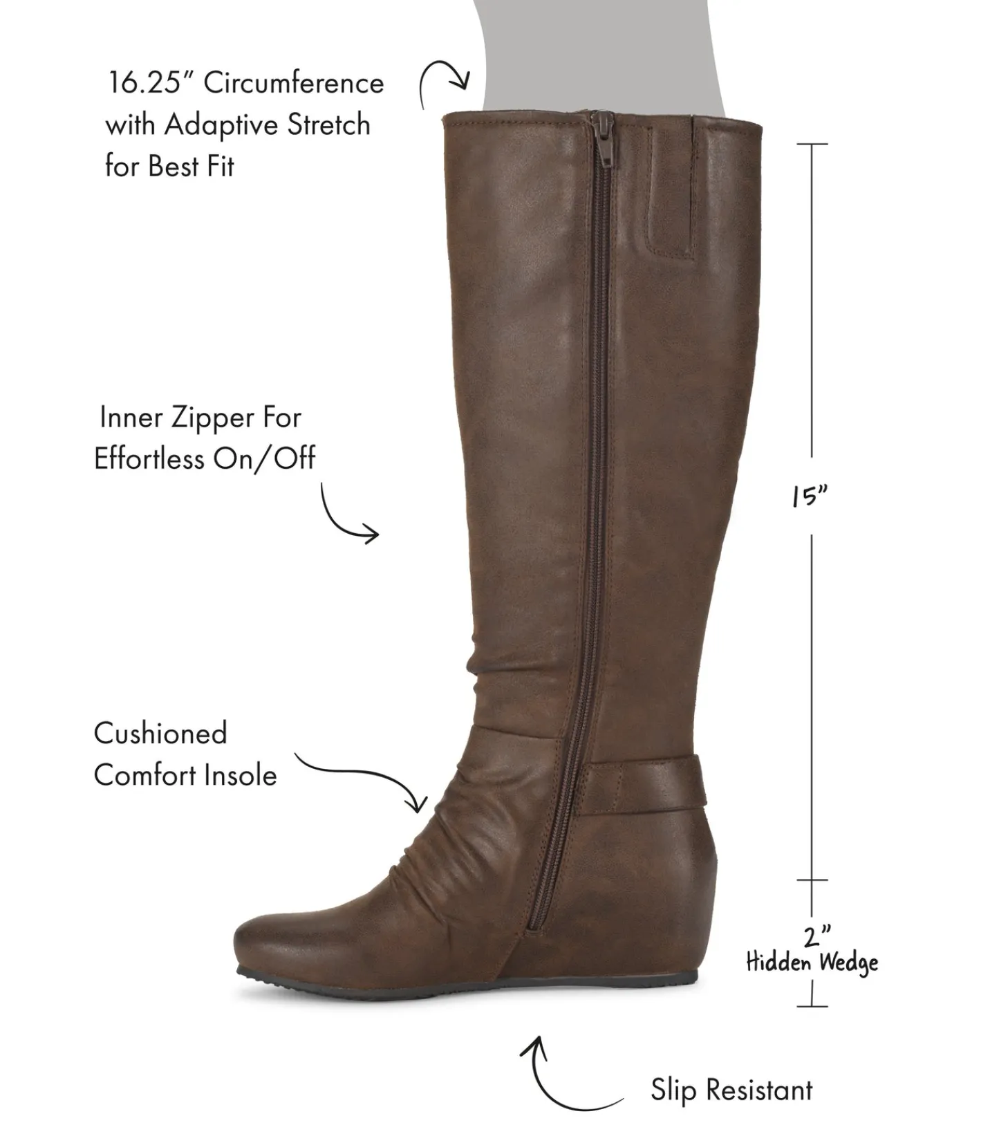 Baretraps Knee High Boots-Scarlett Tall Wedge Boot BrushBrown