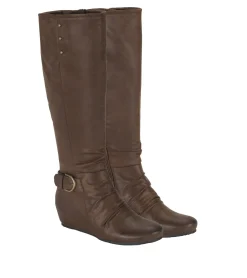 Baretraps Knee High Boots-Scarlett Tall Wedge Boot BrushBrown