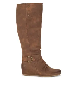 Baretraps Knee High Boots-Scarlett Tall Wedge Boot Cashew