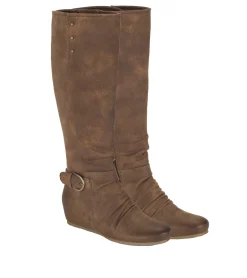 Baretraps Knee High Boots-Scarlett Tall Wedge Boot Cashew