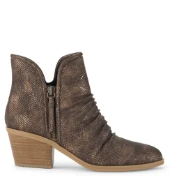 Baretraps Booties-Serenity Block Heel Bootie TaupeMetallic