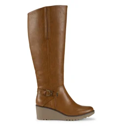 Baretraps Knee High Boots-Winifred Tall Wedge Boot Cognac