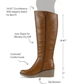 Baretraps Knee High Boots-Winifred Tall Wedge Boot Cognac